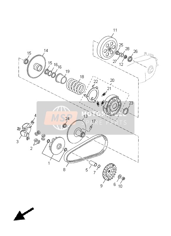 Yamaha YP125RA 2015 Frizione per un 2015 Yamaha YP125RA